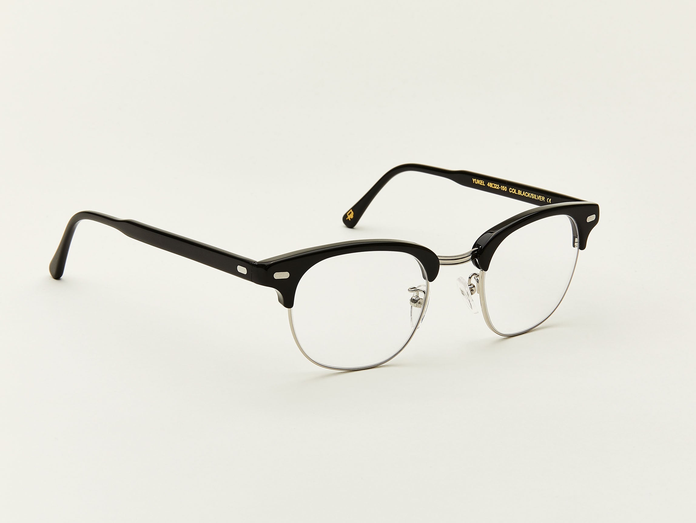MOSCOT YUKEL 48 22 150 ブラック シルバー Moscot Yukel Optical Glasses | Next Level Optical – Next Level Optical